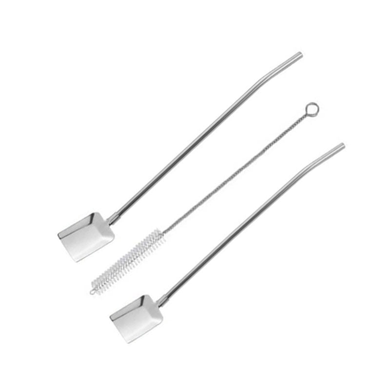 Stainless Steel 2-in-1 Stirring Spoon Drinking Straws