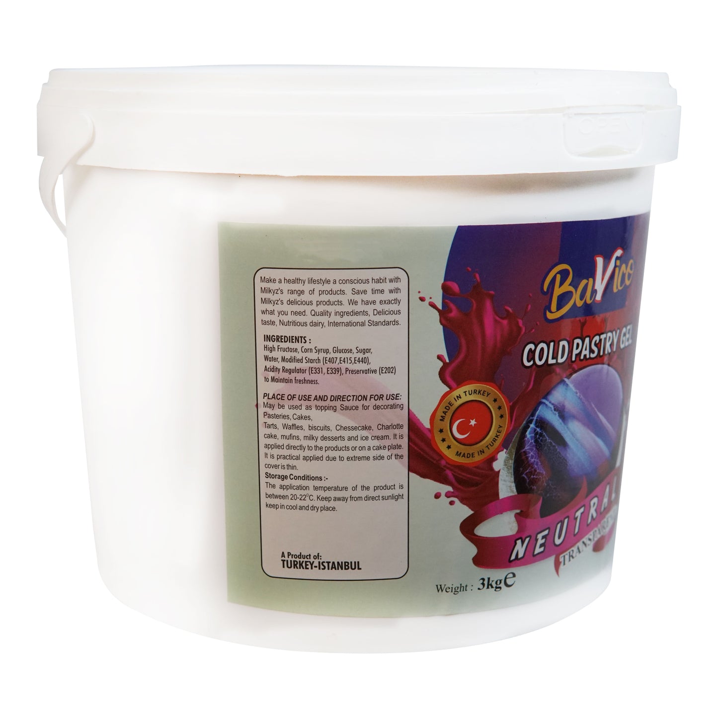 Milkyz Food Bavico Transparent Neutral Cold Pastry Gel 3kg Bucket