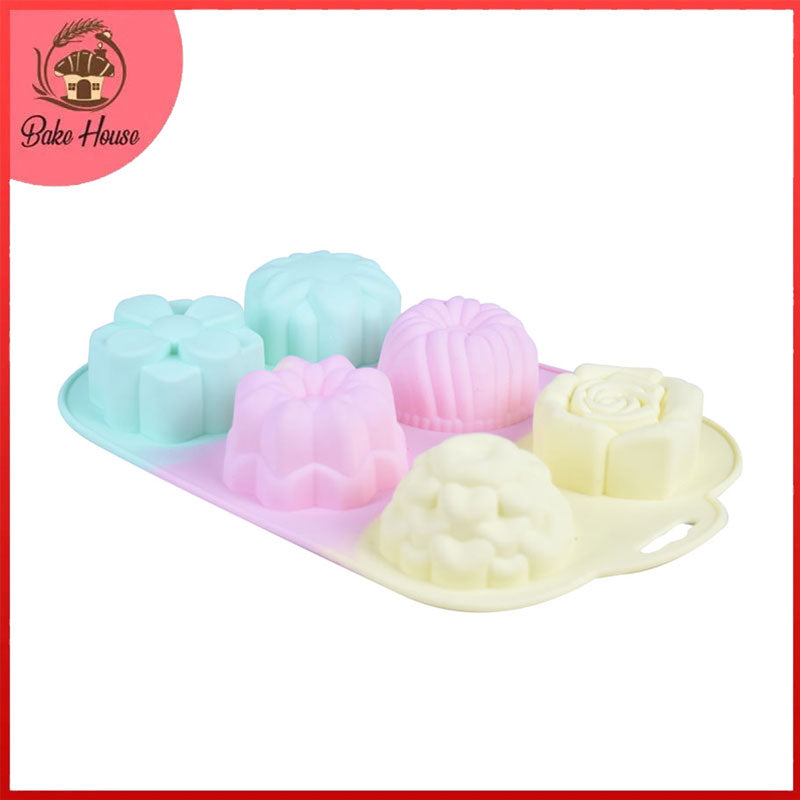 Multi Design Flowers Muffin And Dessert Silicone Mold 6 Cavity Bake