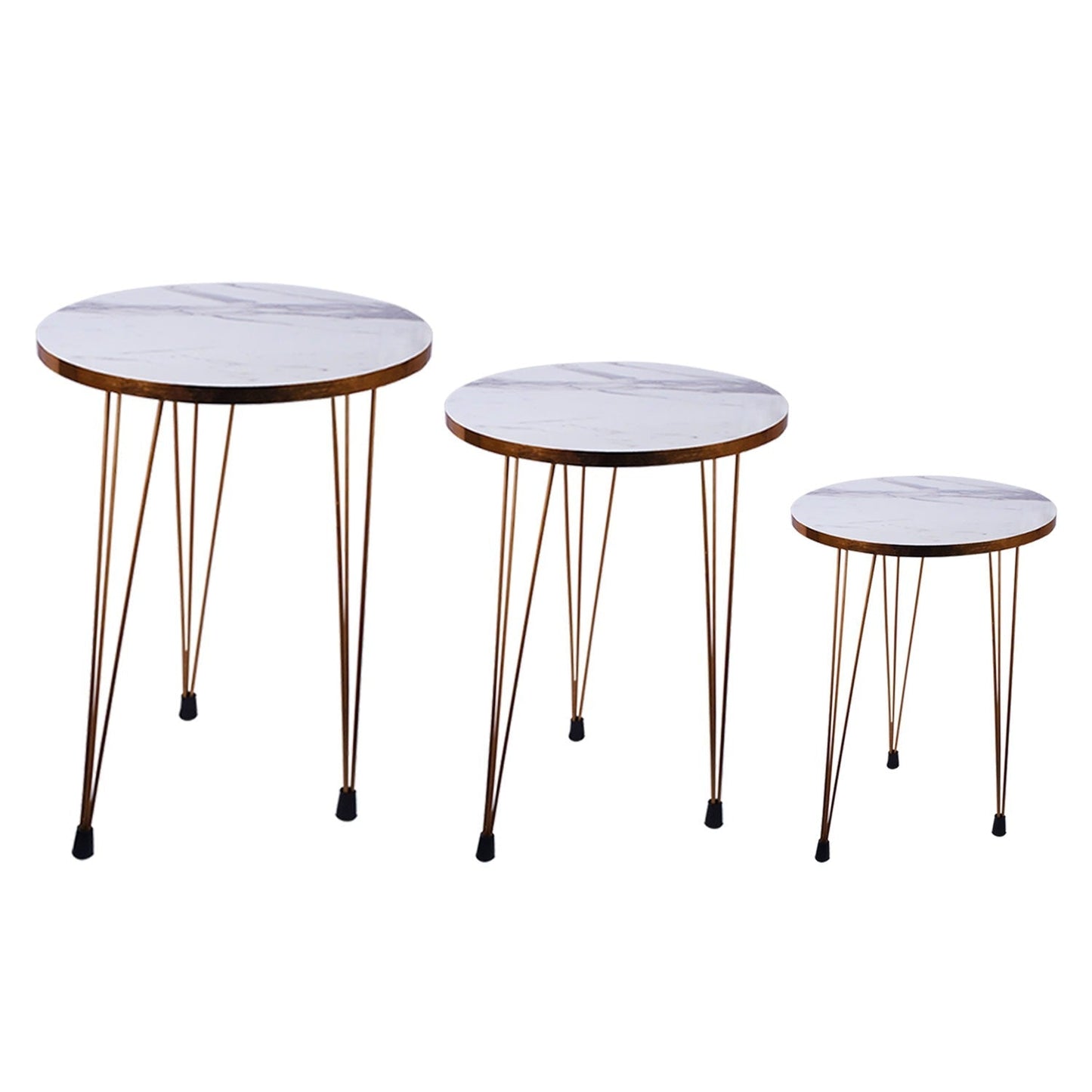 Decorative Home Decor Wooden Round Nesting Side Tables 3 Sizes Set