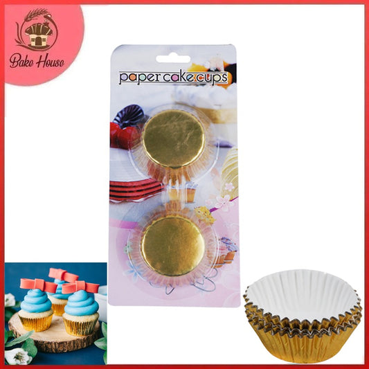 Golden 50 Pcs Paper Baking Cupcake Muffin Liners, Wrappers 7.5cm