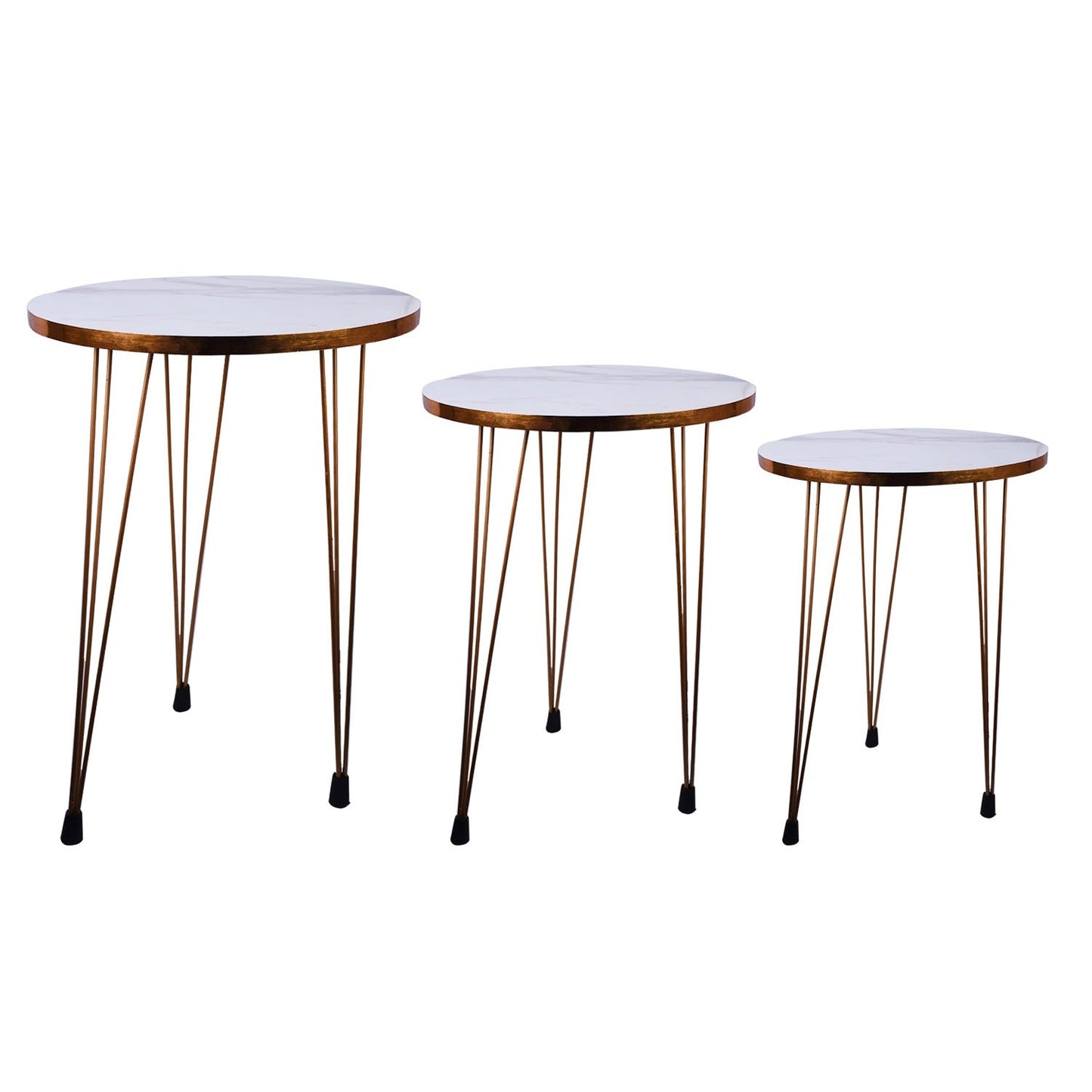 Decorative Home Decor Wooden Round Nesting Side Tables 3 Sizes Set
