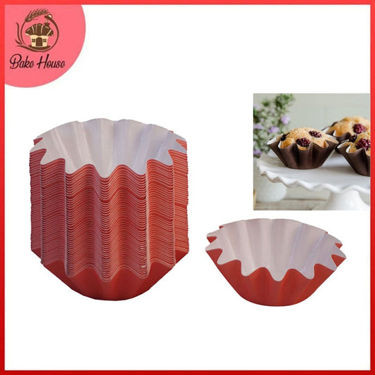 Pink Floret Card Paper Baking Cupcake Muffin Liners, Wrappers 50 Pcs