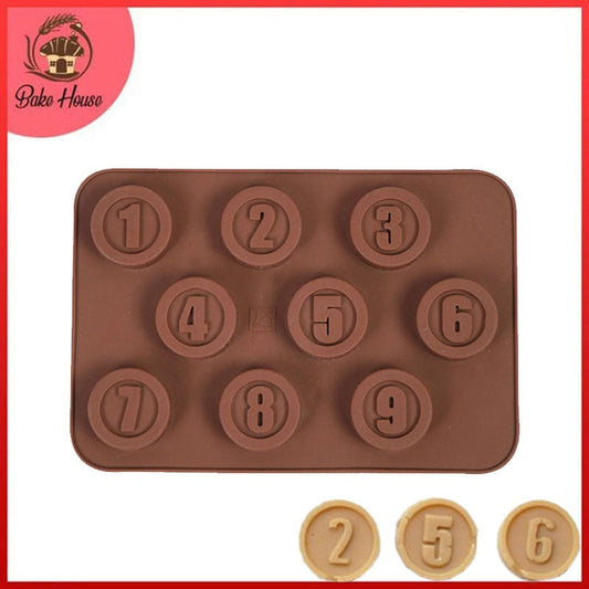 Round Shape Numbers Silicone Chocolate Mold 9 Cavity
