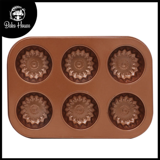 Flower Muffin Tray Non Stick 6 Cavity