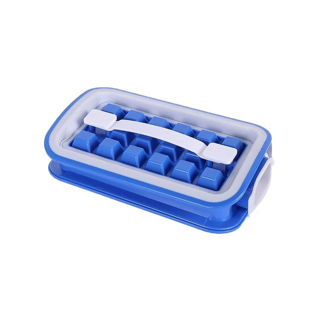18 Cavity Two Sided Foldable Ice Cubes Tray & Pop Out Cubes Dispenser Bottle