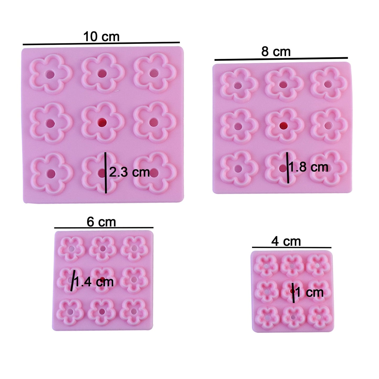 Daisy Blossom Flower Fondant & Cookie Cutter 4Pcs Pack