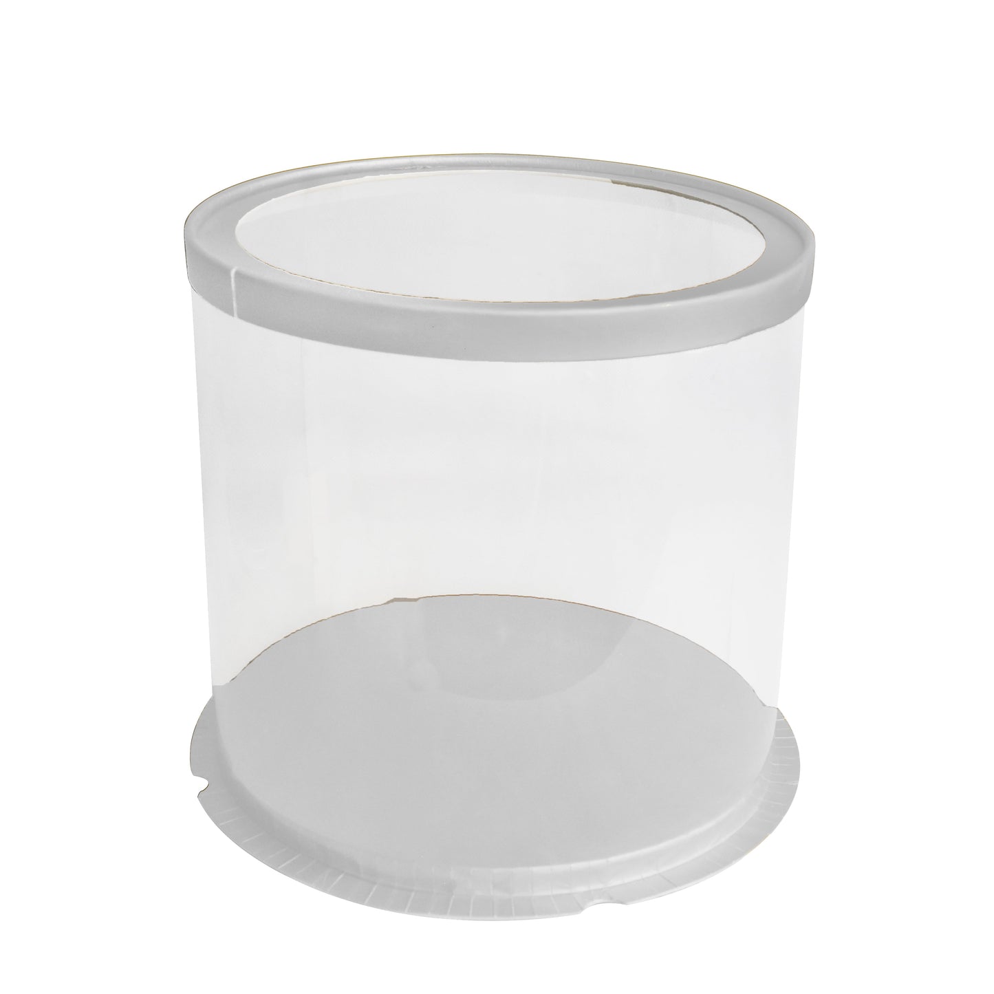 Transparent Cake Box Silver With Base & Lid 10.3 X 10.3 X 9.5 Inch