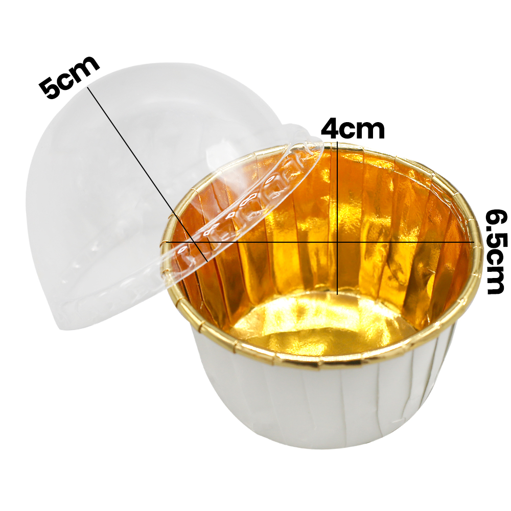12Pcs Golden Foil Cupcake liner With Plastic Cap
