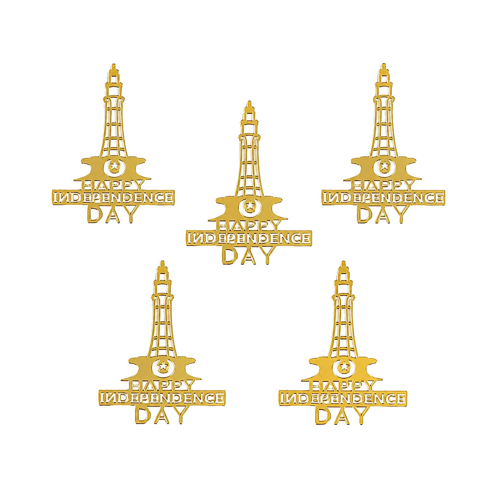Happy Independence Day Cut Out Stamp 5Pcs Set Golden