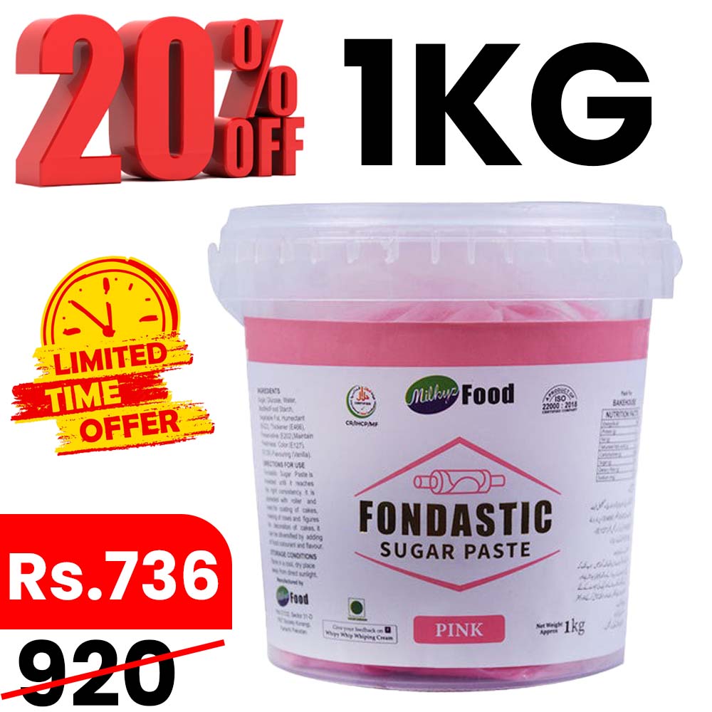 Milkyz Food Fondastic Pink Fondant Sugar Paste 1Kg