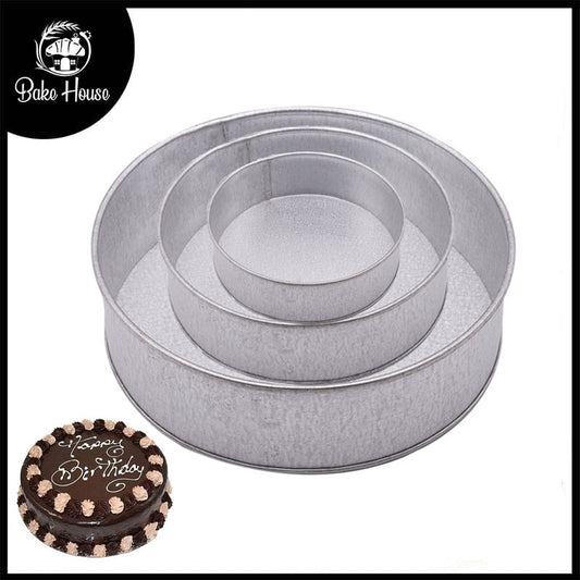 Round Cake Baking Mold Galvanized Steel Set Of 3Pcs