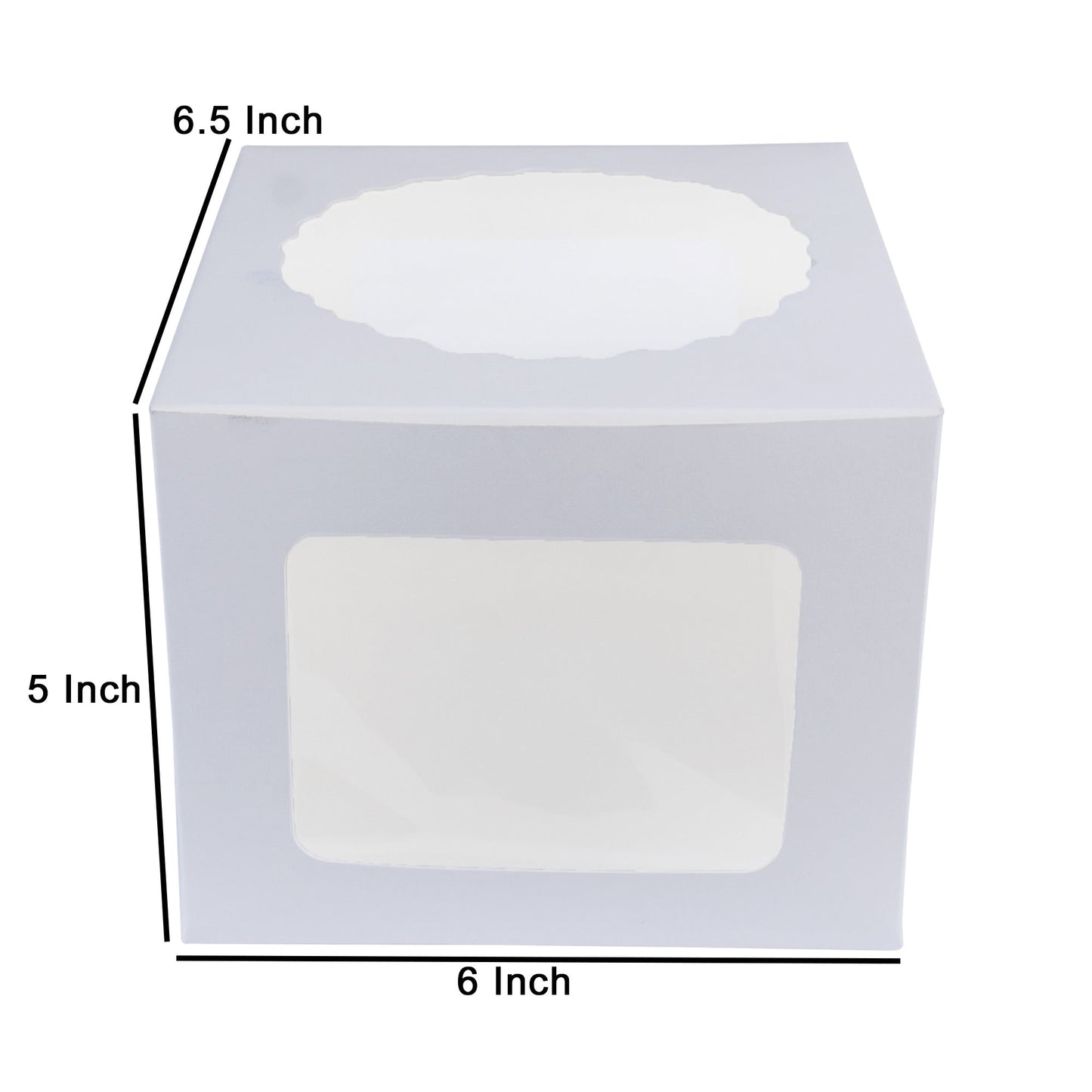 Cake Box 6.5 X 6 X 5 Inch with 3 Sided Transparent Windows