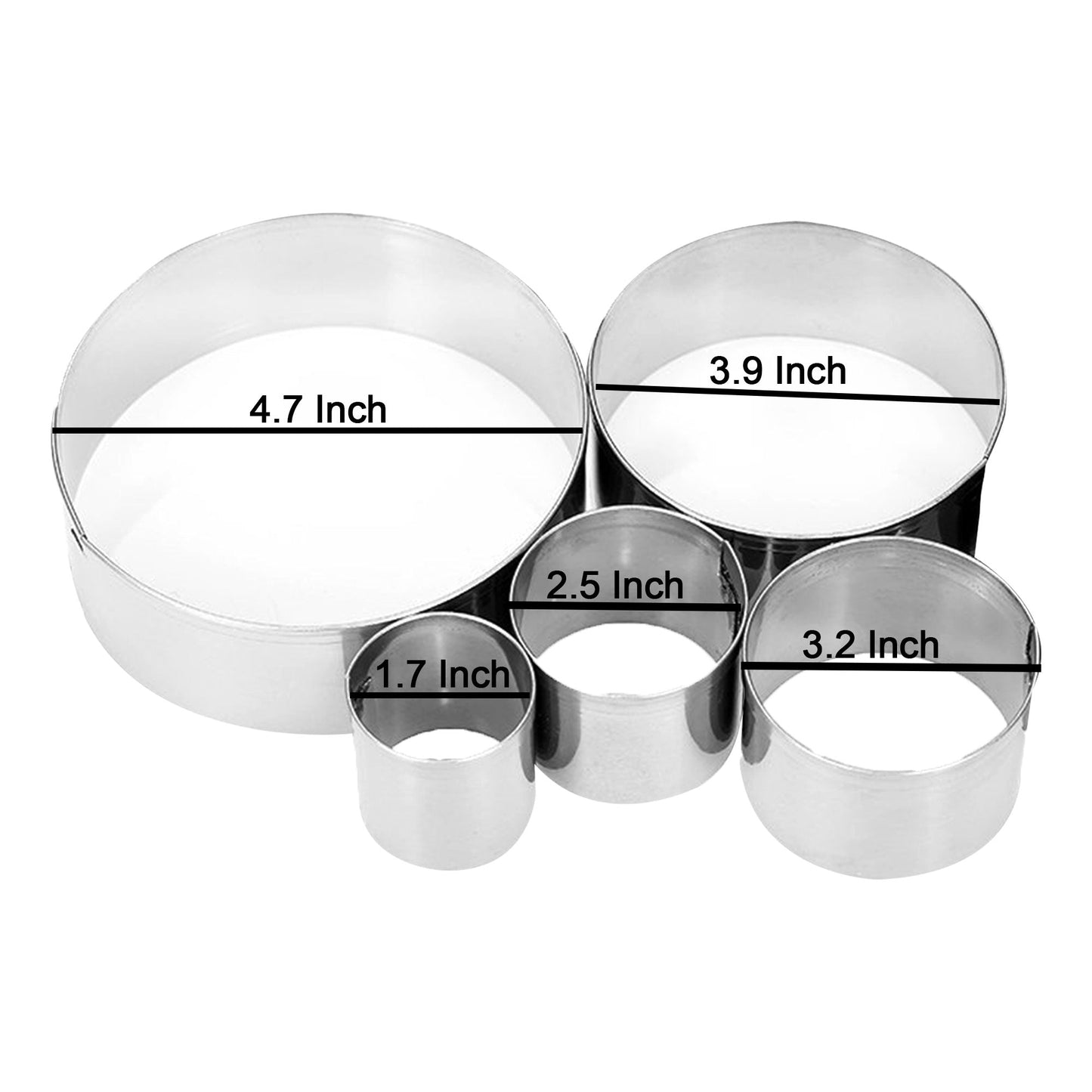 Round Cake Ring 5 Pcs Set Stainless steel Small