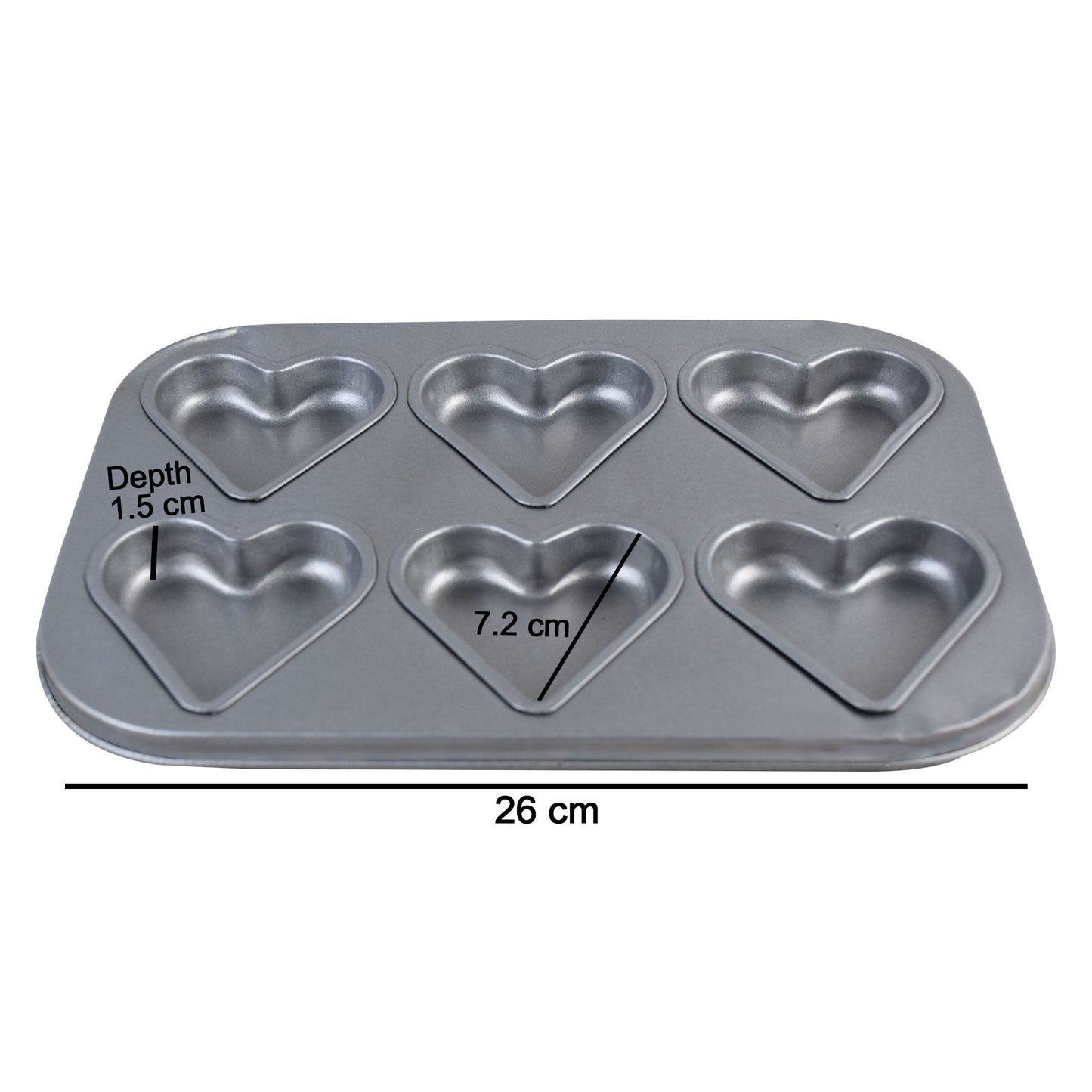 Heart Muffin Tray Non Stick 6 Cavity