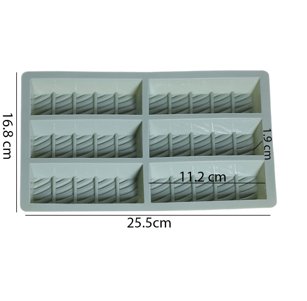 Wafer Design Bar Silicone Mold 6 Cavity