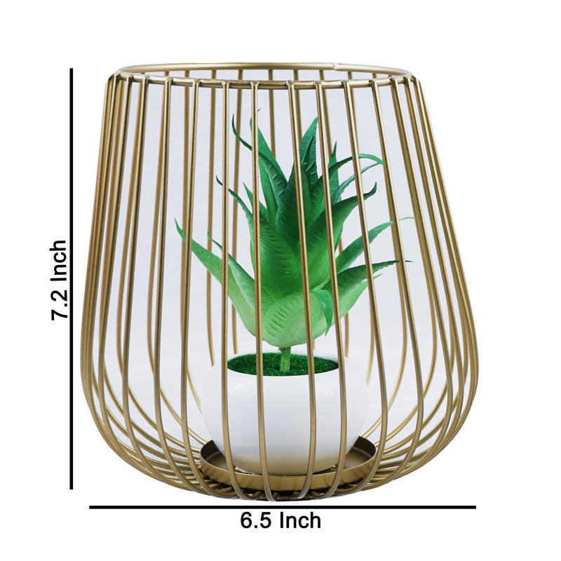 Wall Lamp Shape Iron Decoration Centrepiece Stand with Mini Artificial Plant Pot Big