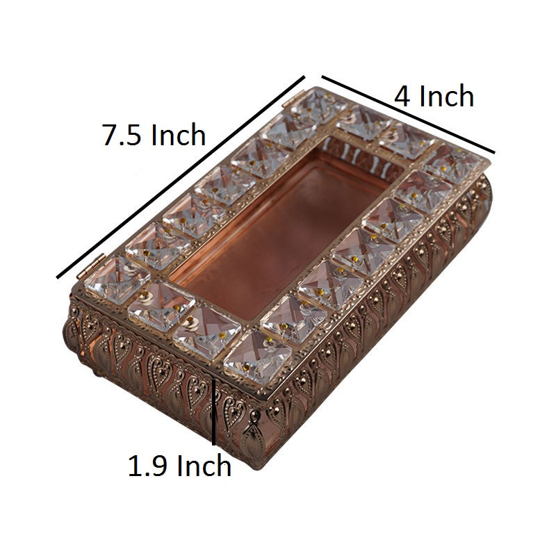 Decorative Rhinestones Crystal & Designed Borders Iron Tissue Box Holder Centrepiece