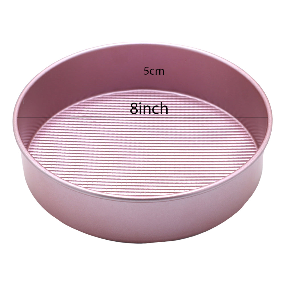 Non-Stick Round Cake Pan With Textured Bottom 8inch (Pink)