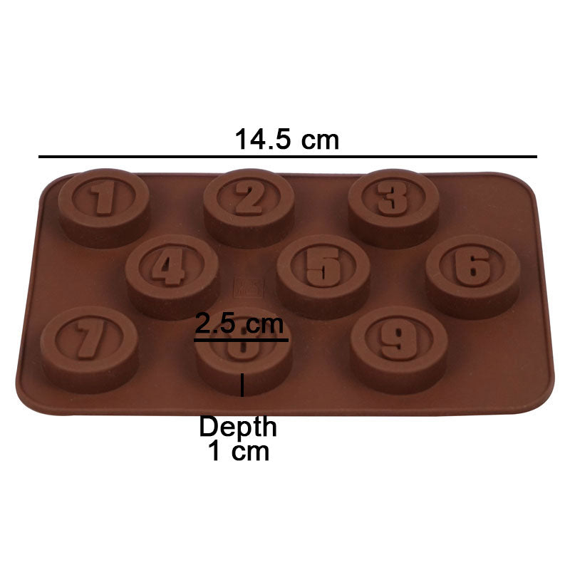 Round Shape Numbers Silicone Chocolate Mold 9 Cavity