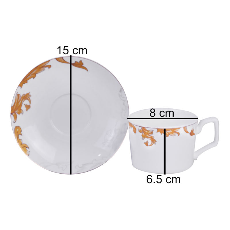 Tea, Coffee Drinking Cups And Saucers 12 Pcs Set (Design 02)