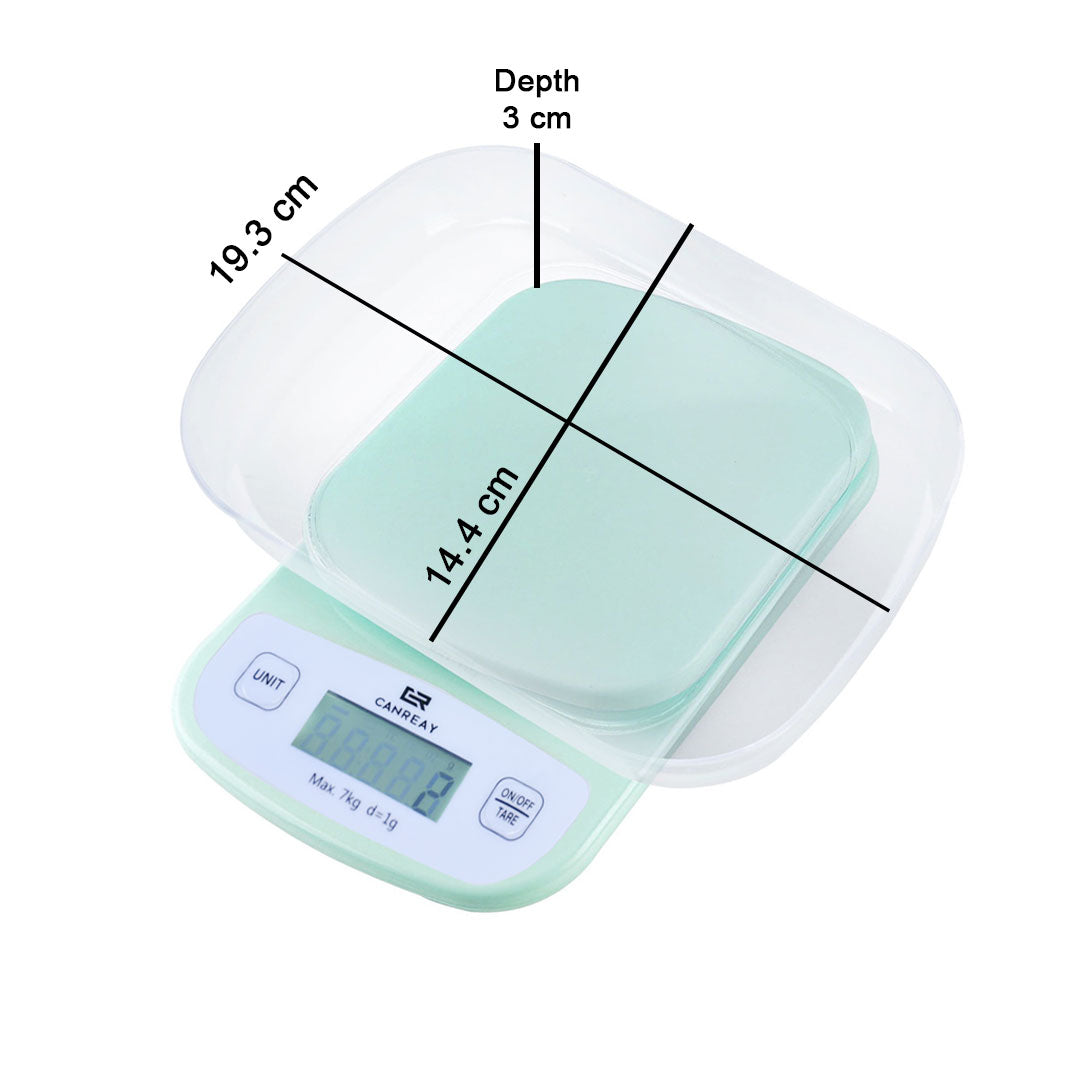 Electronic Digital Kitchen Scale (CR518) - Weight Max 7kg, Measures in 4 Different Units