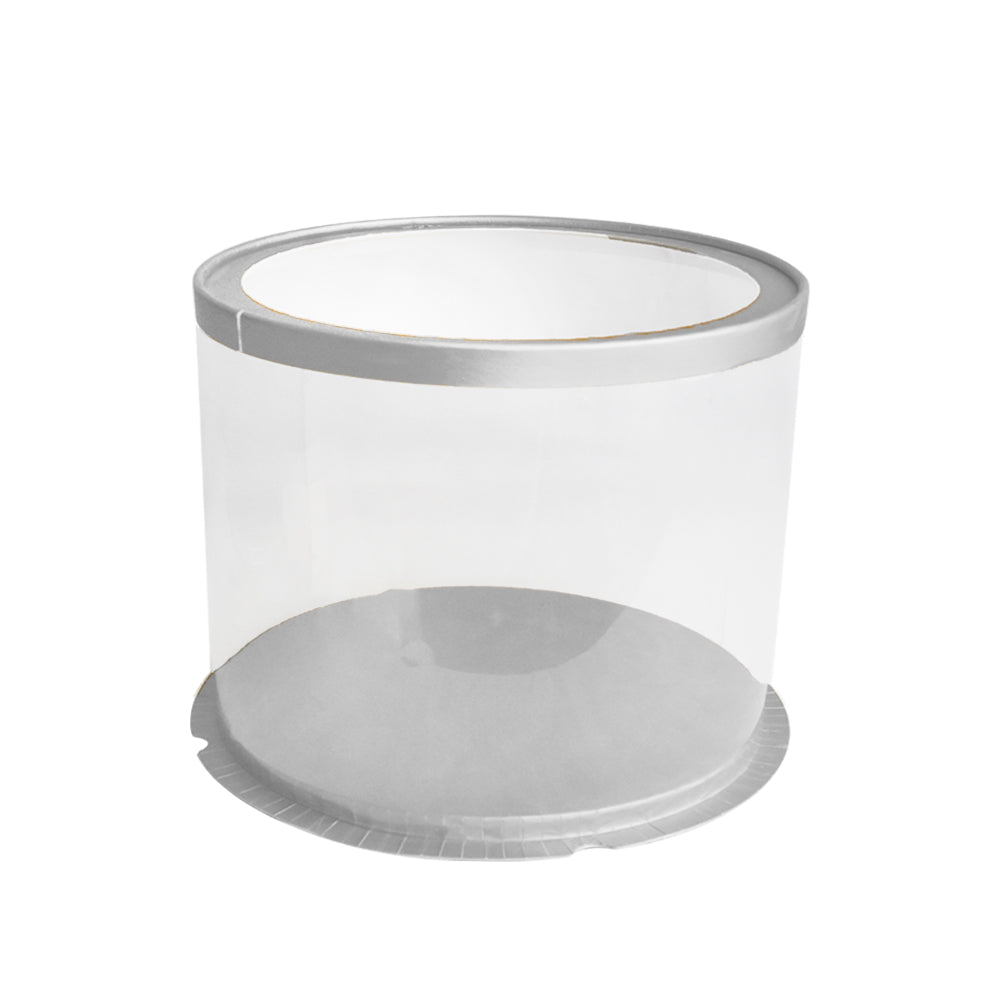 Transparent Cake Box Silver With Base & Lid 10.3 X 10.3 X 7 Inch