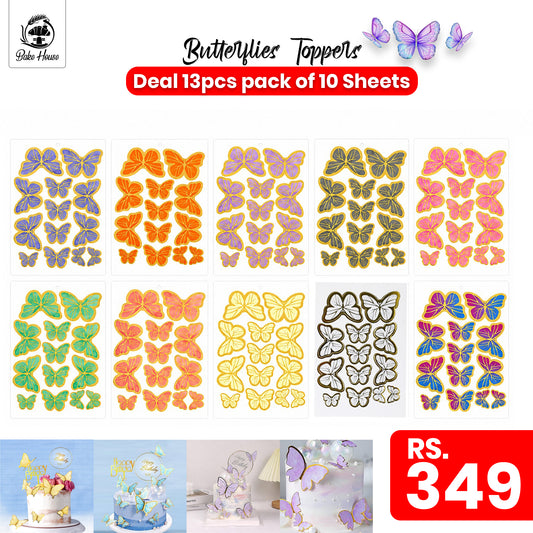 Deal 13pcs pack of 10 Sheets Butterflies Topper
