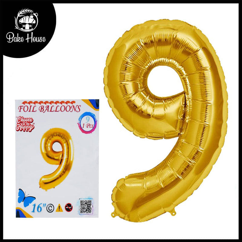 16 Inch Golden Number 9 Foil Balloon for Party Decoration